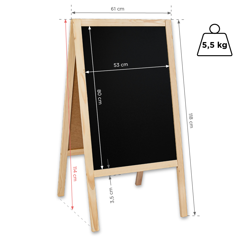 Medinis reklaminis lauko stovas Classic L (61x118 cm) - natūralus - Image 6