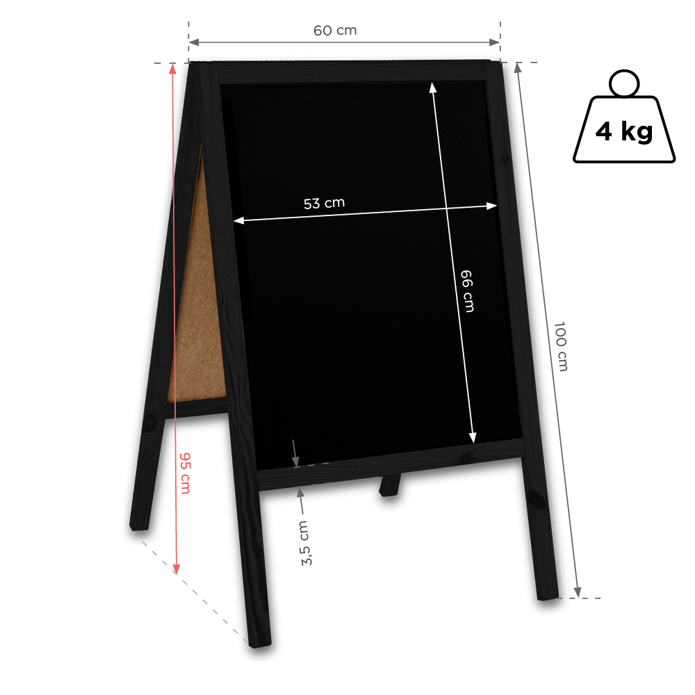Medinis reklaminis lauko stovas Classic M (60x100 cm) - juoda - Image 4