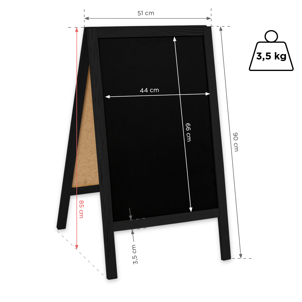 Medinis reklaminis lauko stovas Classic S (51x90 cm) - juoda - Image 6
