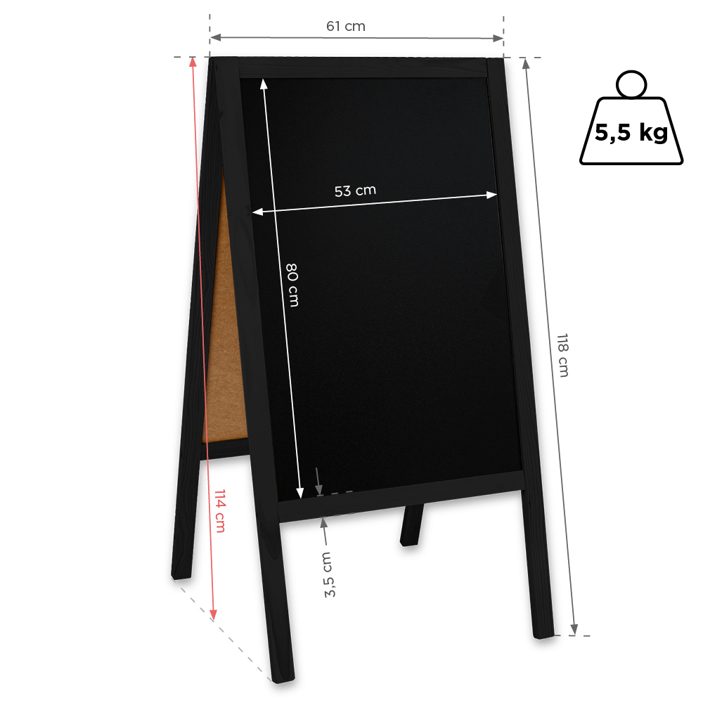 Medinis reklaminis lauko stovas Classic L (61x118 cm) - juoda - Image 5
