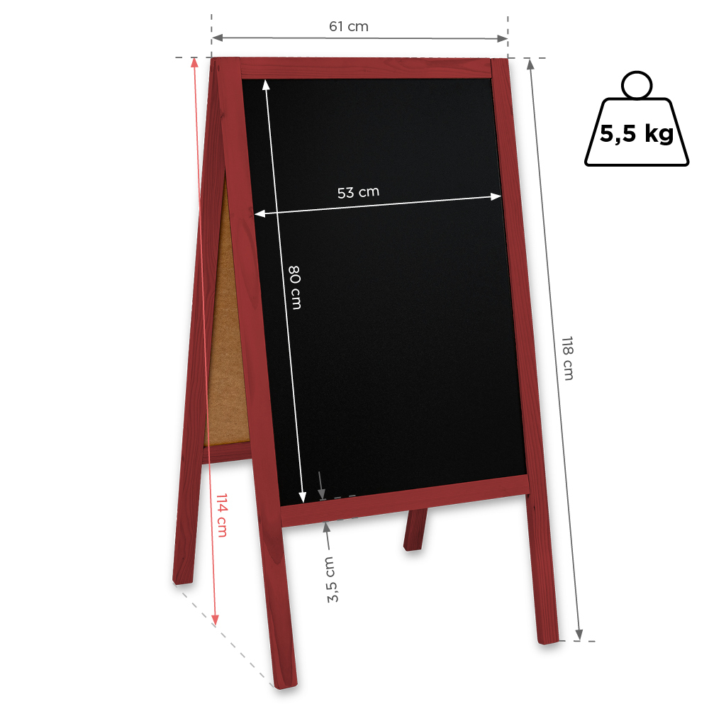 Medinis reklaminis lauko stovas Classic L (61x118 cm) - raudona - Image 2