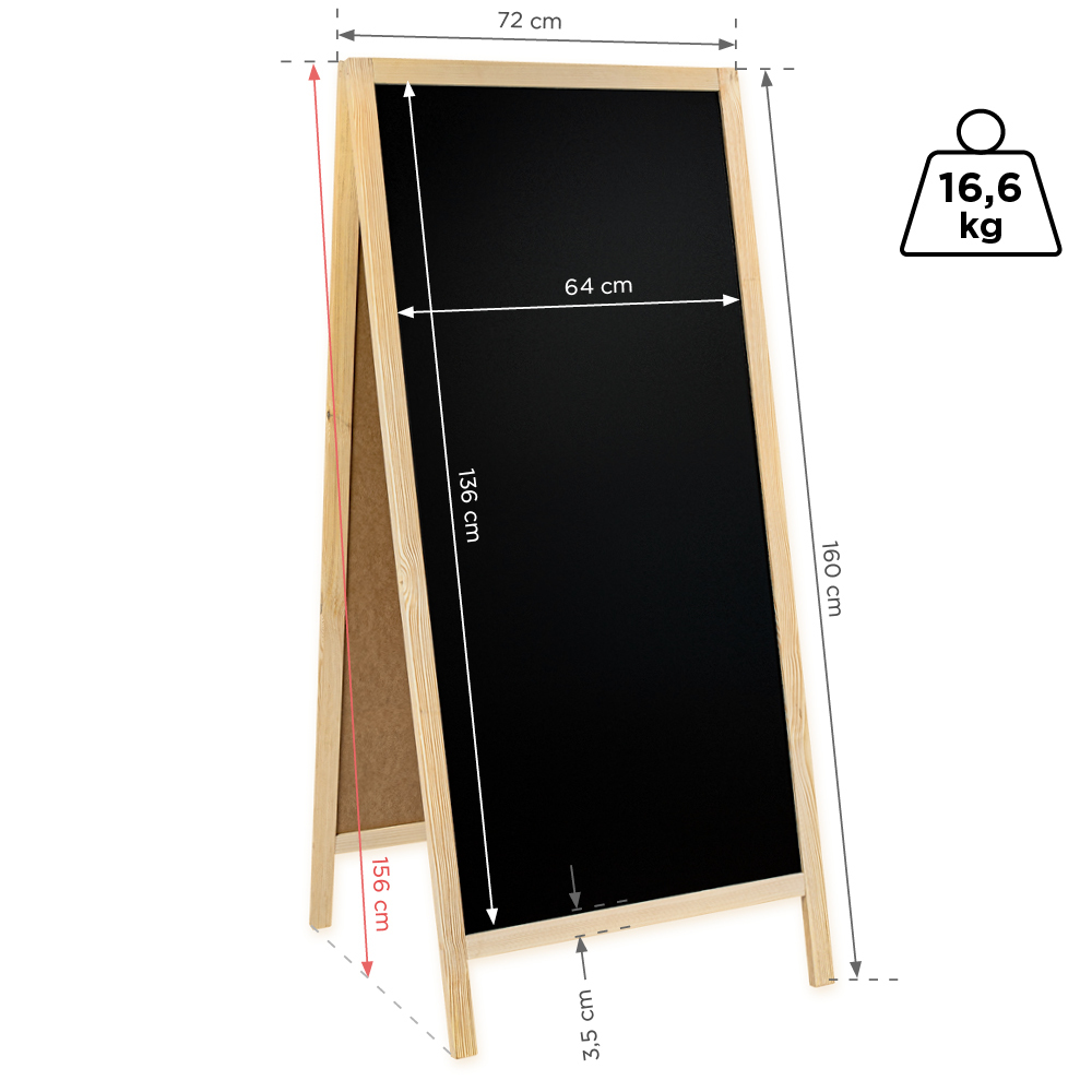 Medinis reklaminis lauko stovas Classic XL (72x160 cm) - natūralus - Image 6