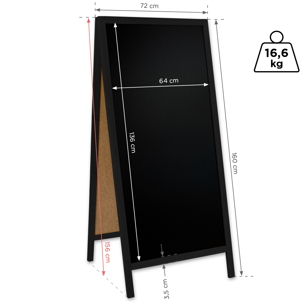 Medinis reklaminis lauko stovas Classic XL (72x160 cm) - juoda - Image 6