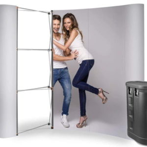 Parodos sienelė Magnetic Pop Up Standard - 3x3, lenkta, į lagaminas parodų stendas