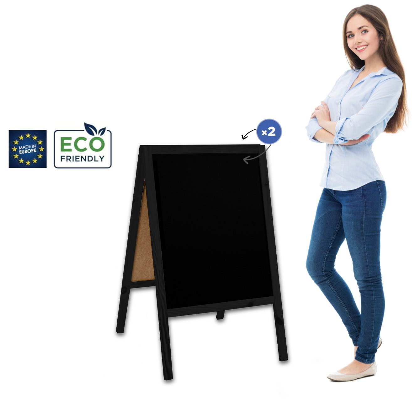 Medinis reklaminis lauko stovas Classic M (60x100 cm) - juoda