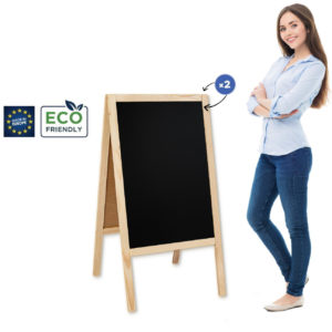 Medinis reklaminis lauko stovas Classic L (61x118 cm) - natūralus
