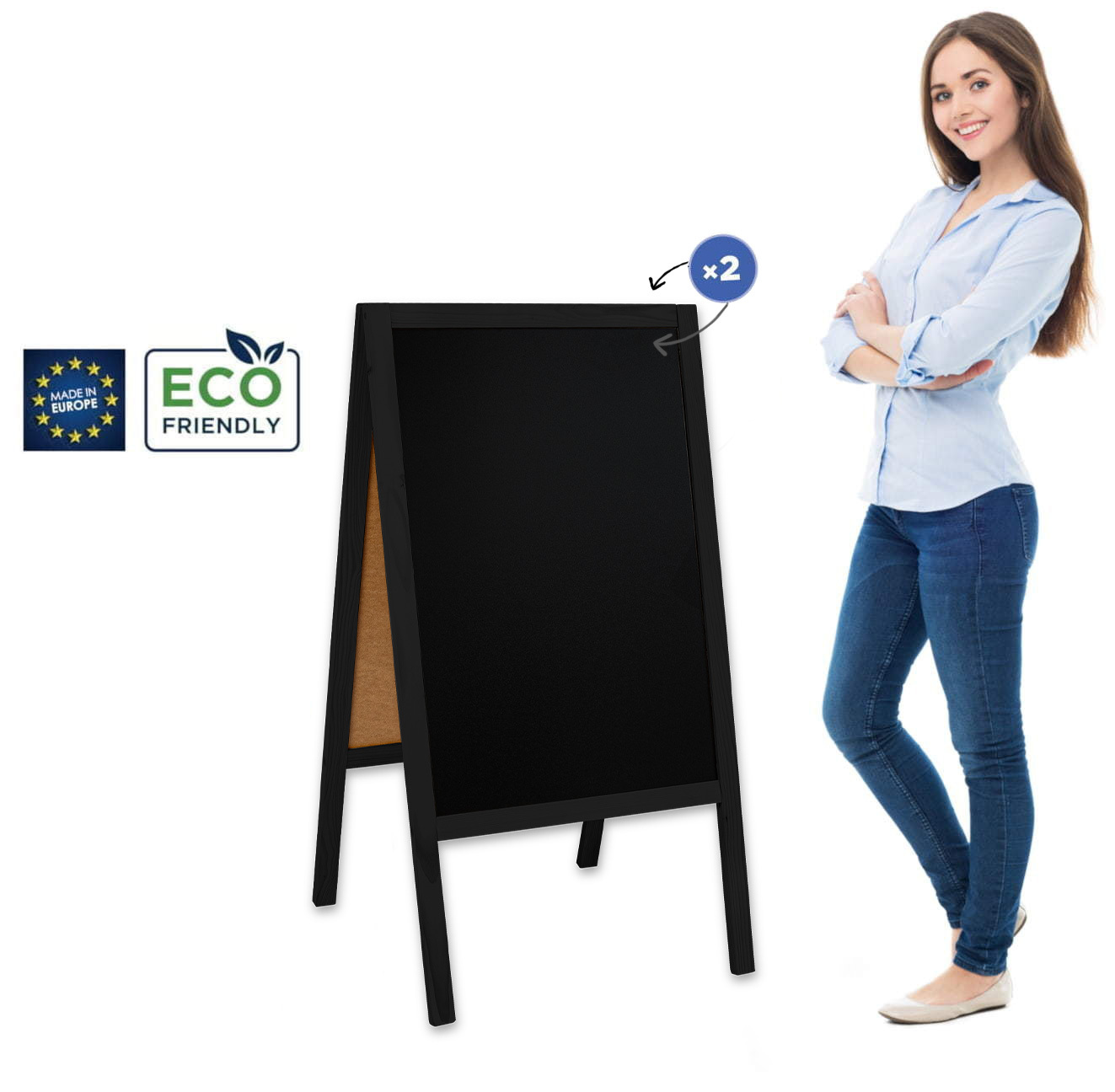 Medinis reklaminis lauko stovas Classic L (61x118 cm) - juoda